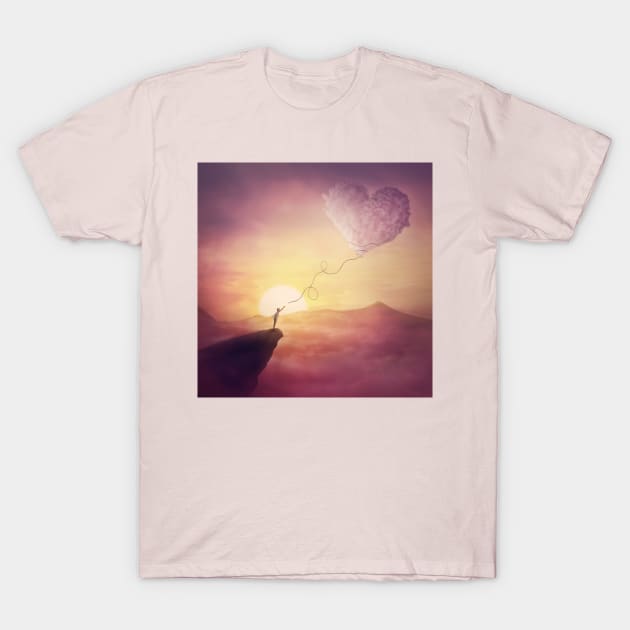 heart kite cloud T-Shirt by psychoshadow